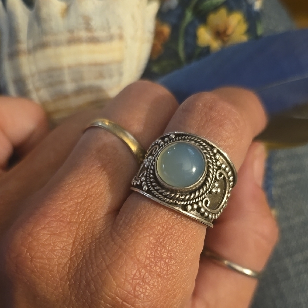 Silver and Blue Gemstone Ring